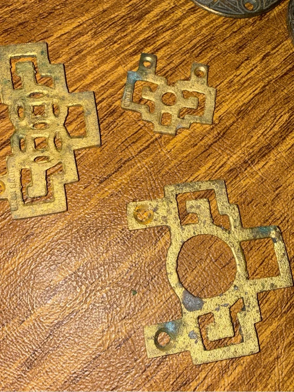 Vintage Decorative Brass and Rust Accent Plates - Multi-Color